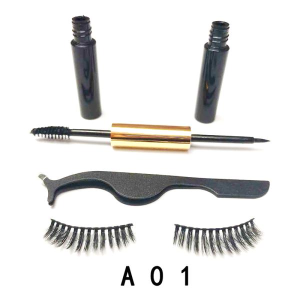 Plastic Fibres 3 Pairs Magnetic False Lashes With 1 Tweezer And 1 Eyeliner