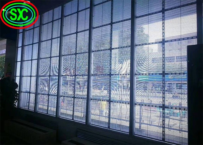 Advanced Driving Method Transparent LED Screen with IP43 Waterproof and Durable Aluminum Cabinet Material