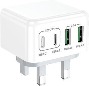 Buy cheap 40W 4-Port USB C Wall Charger With Thin Flat Fast Charger Cube PD QC Adapter And Wall Plug For Microphone USB Type C product