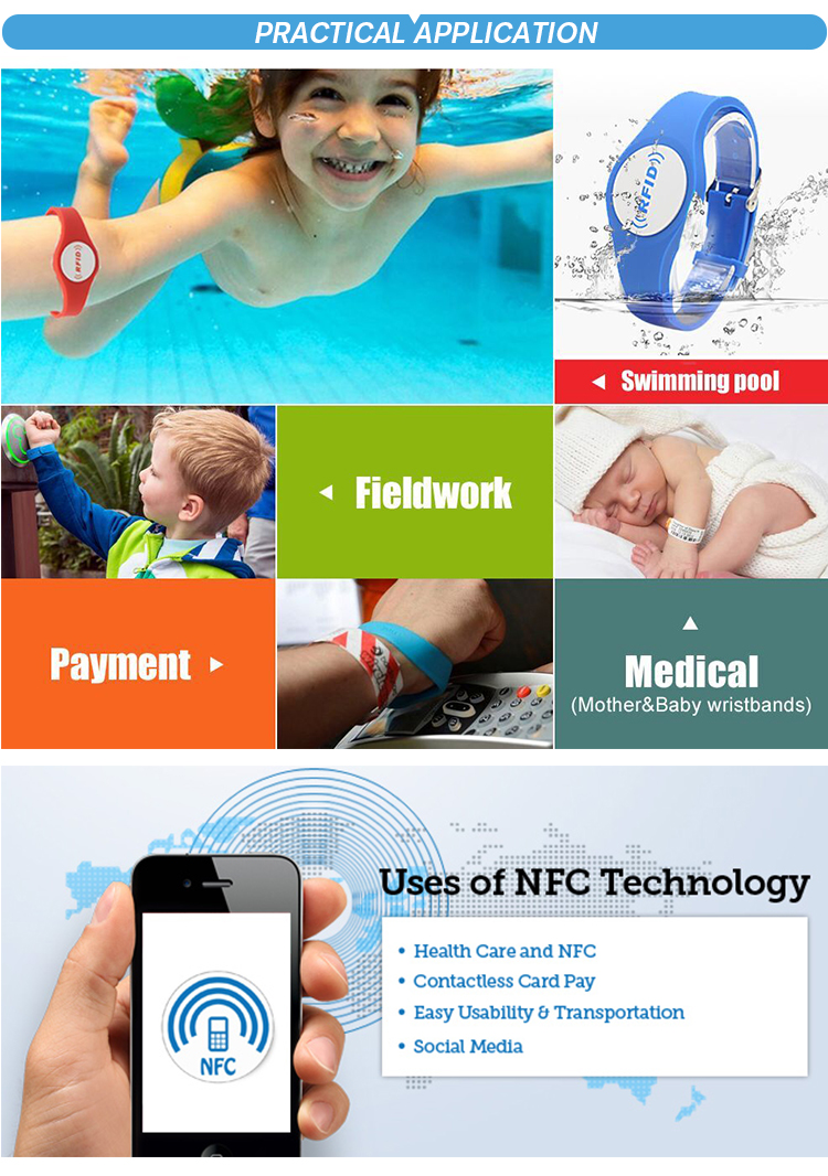 Disposable RFID NFC Wrist Band Smart Weatherproof Dupont Paper Material
