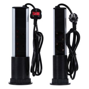 China Table Kitchen Pop Up Power Sockets , Aluminum Material Pop Up Power Outlet 3 Plug on sale