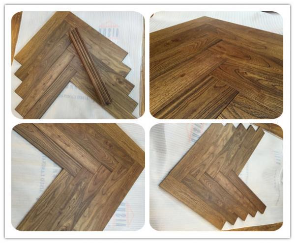 Quality 3/4" antique solid wood herringbone flooring - asian teak for sale