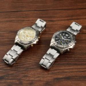 China Men'S Water Resistant Quartz Watch Sports Metal Strap Chronograph Watch on sale