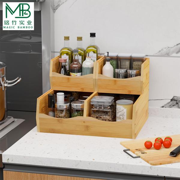 4-piece Bamboo Multi-layer Vegetable Storage Box For Kitchen