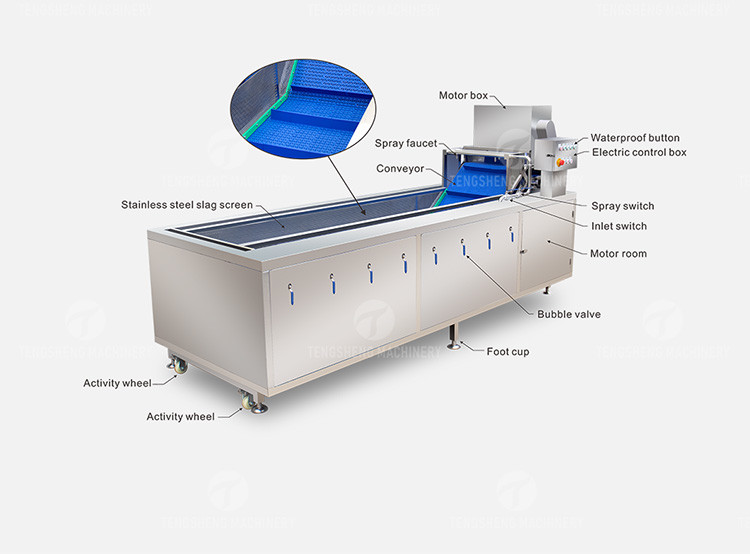 Multifunction Fruit And Vegetable Processing Line Parallel Brush Machine
