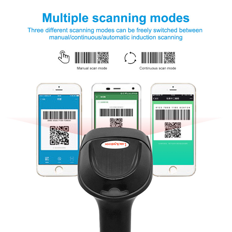 Handheld 2D Barcode Scanner Wired Gun USB 1D QR Code Reader With Stand