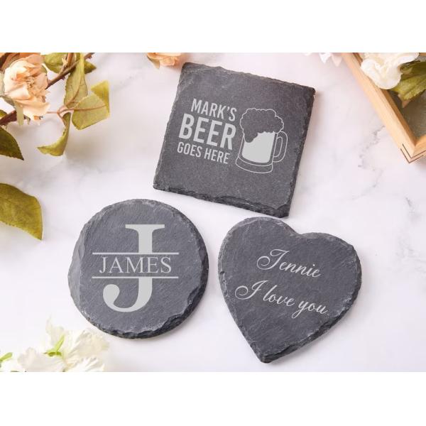 ACMER DIY Stone Coaster Slate Stone Drink Coasters Black Natural Edge For Bar And Home