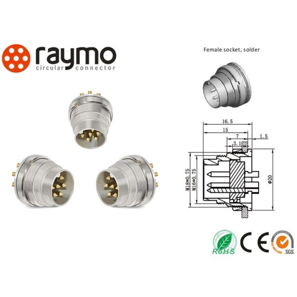Male Panel Mount Electrical Cord Connectors IP40 Protection Solder Termination