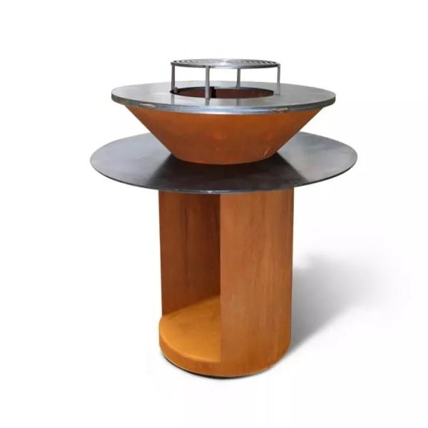 Quality Double Layered Plancha Barbeque Grill Charcoal Corten Steel BBQ Fire Pit for sale