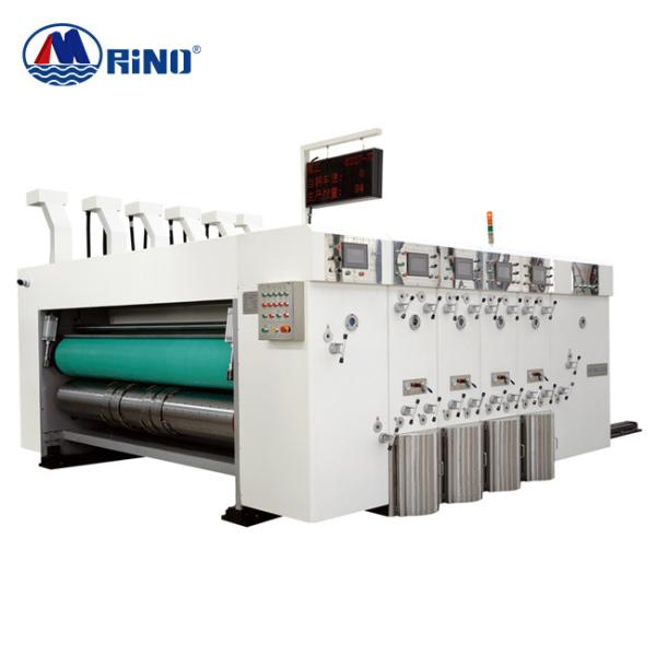 Quality 4 Color Carton Flexo Printing Machine Lead Edge Feeding With Die Cutter Unit for sale