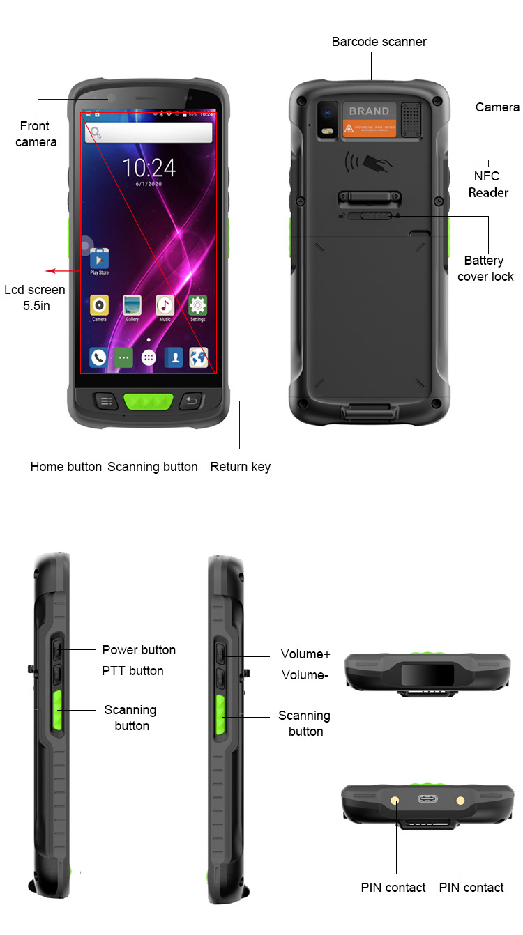 JZIOT V9000P 5.5INCH Android 9.0 UHF RFID Handheld Reader PDA with 16MP Rear Camera
