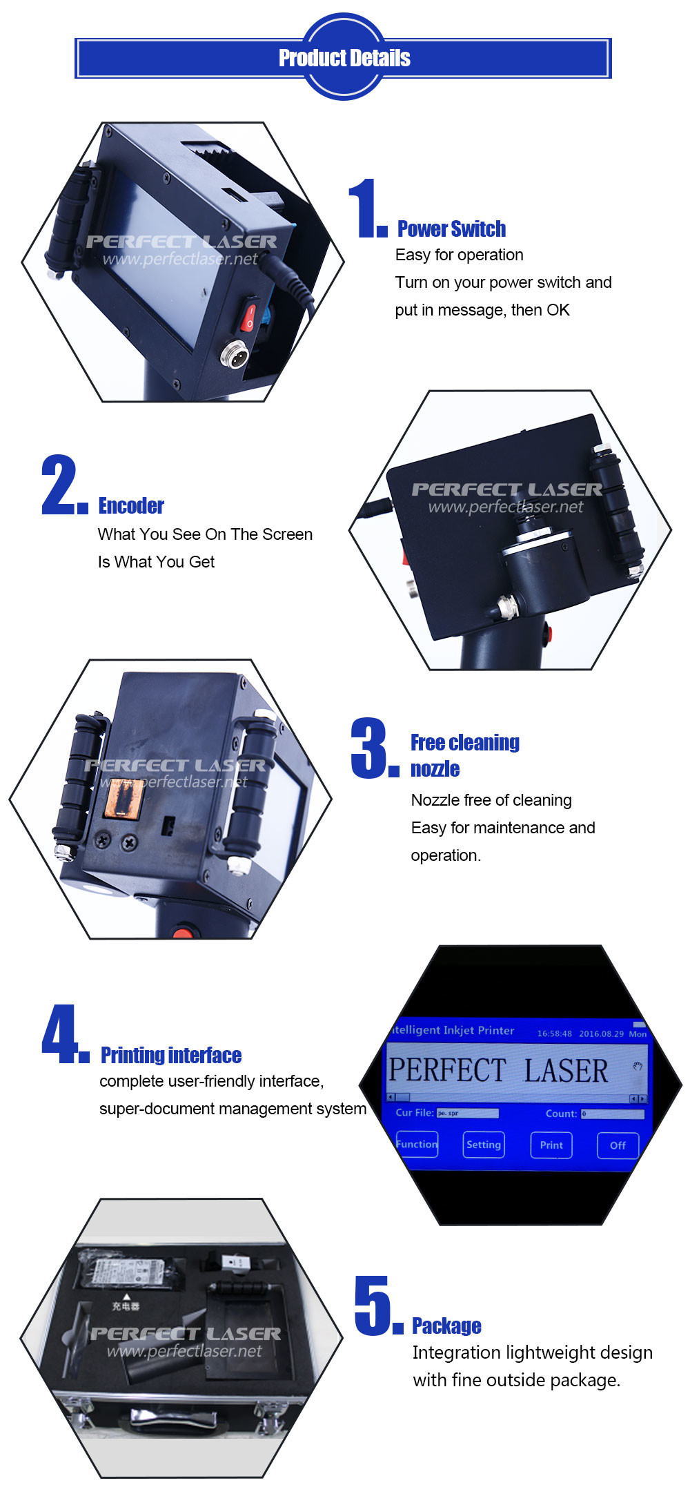 Industrial Handheld Portable Inkjet Printer For Batch Code / Expiry Date / Bar Code / Qr Code