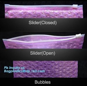 PE zipper bubble k bag with custom printed logo, Bubble Bag With Slider, Padded Pink Ziper Lock PE Bag, slider zip