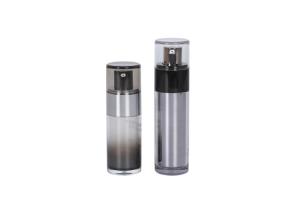 China Double Wall Acrylic Airless Makeup Foundation Bottle Cylinder Black on sale