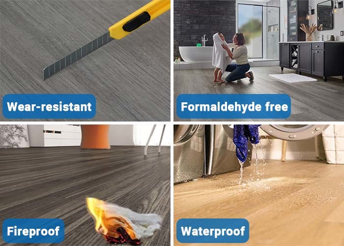 Non Flammable Rigid Core Vinyl SPC Flooring Damp Proof Click System