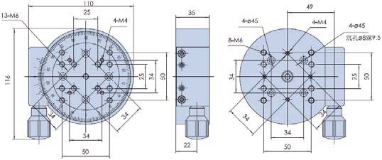 R Axis Worm Gear Drive Miniature Manual Rotation Stage With Scale 0