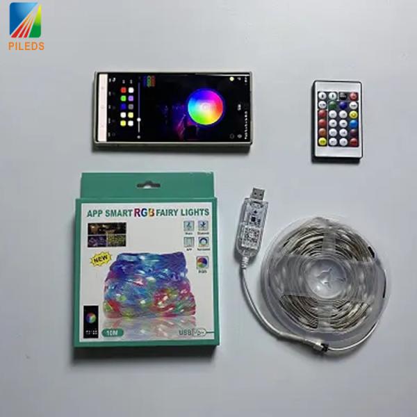 Quality Wireless RGB LED String Light Mobile Phone App Control For Christmas for sale