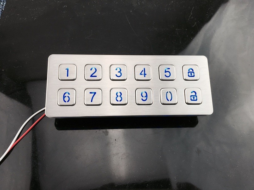 higher quality 6X2 Layout numeric Metal Keypad With 12 flat key buttons for access control