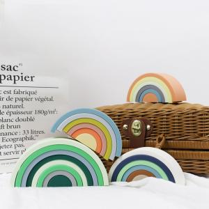 China Customized Soft Silicone Toys Rainbow Stacking For Baby Educational on sale