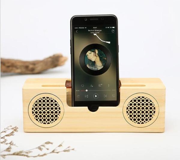 Quality Dual - Horn Wood Grain Bluetooth Speaker with Hands - Free Intelligent Calls Function for sale