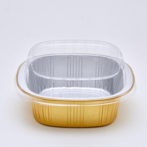 Quality 325ml Foil Food Container Aluminum Foil Baking Cups With Lids Square for sale