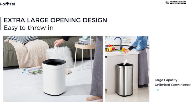 Stylish Rectangular Stainless Steel Open Top Trash Can Without Lid for Household Storage Bucket 8L/12L/20L/30L