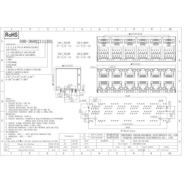 FCC CE Stacked 2x6 RJ45 Ethernet Connector / Metal Shielded Dual Deck Connector