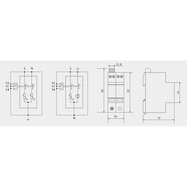 Type 2 And Type 3 Spd 275V Surge Arrester 3- Pole + NPE 40kA Combination Arrester
