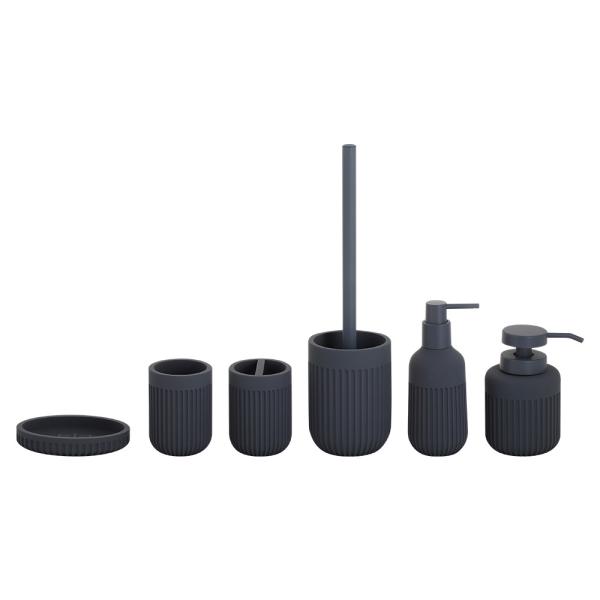 Quality Soft Touch Grey Polyresin Bathroom countertop set with vertical stripe for sale