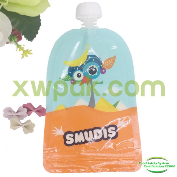 Quality Customized Logo Plastic Spout Pouch Bag Baby Food With Resealable Double Zipper for sale