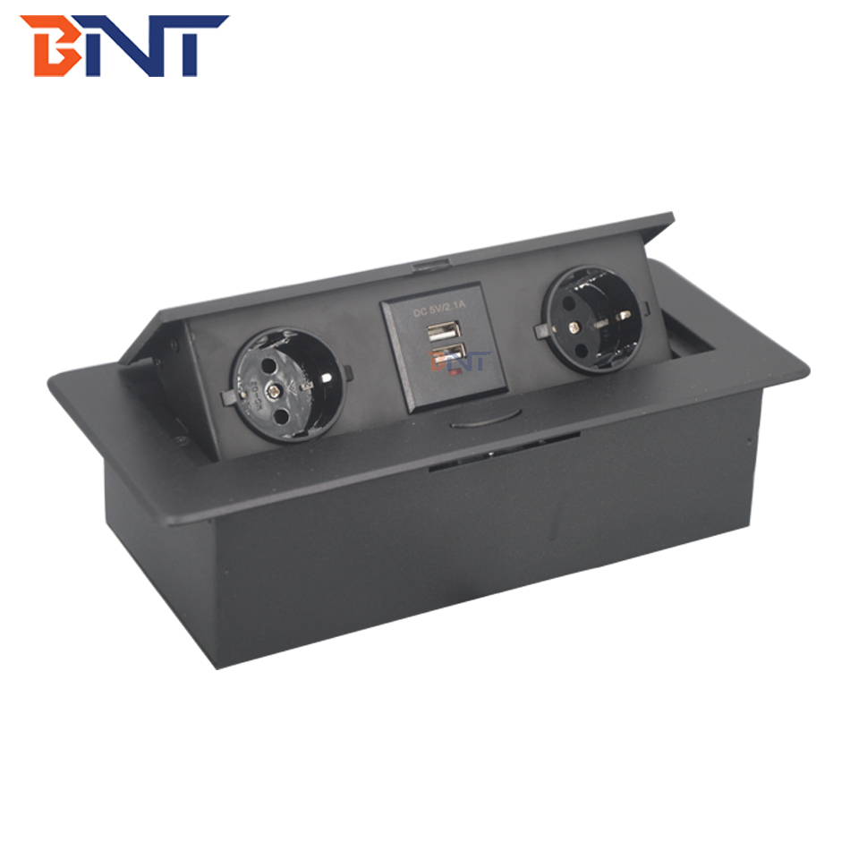 BNT Factory supply zinc alloy hidden table pop up power socket