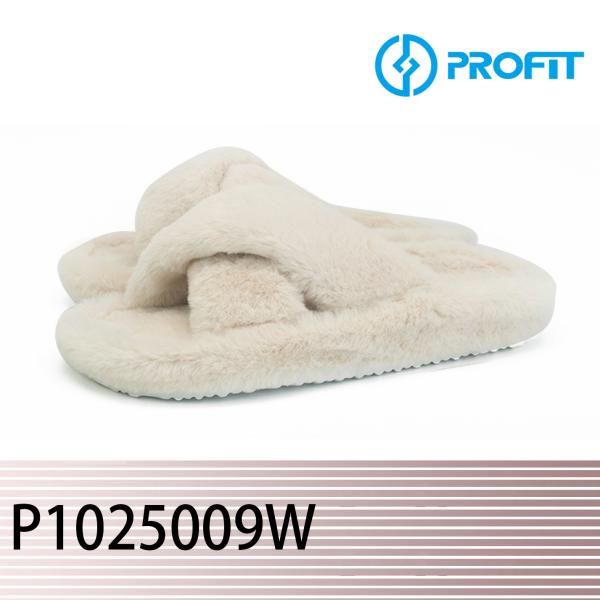 Cross Band Lady Indoor Outdoor Faux Fur Slide With TPR Sole
