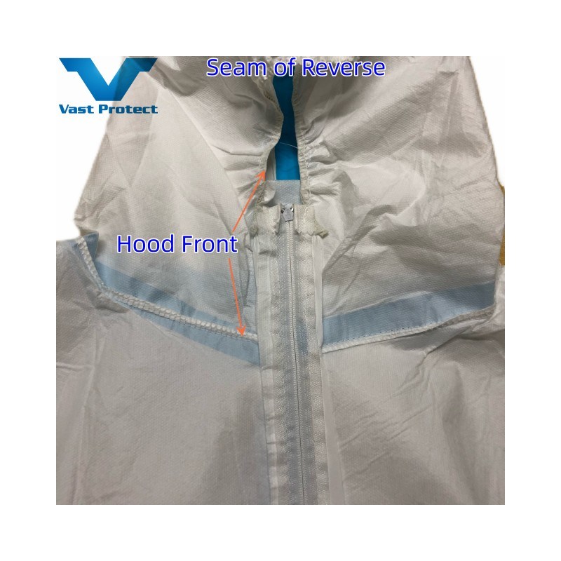 Breathable Disposable White Blue Strip Micro Film Suit Without Boots-Cover