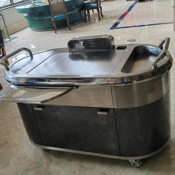Quality Gas Mobile Teppanyaki Grill Table Stainless Steel Hibachi Grill Table for sale