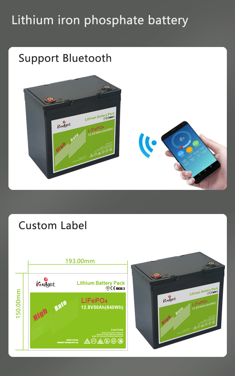50AH 12.8V LiFePO4 Lithium Battery Backup Power Grade A Built In BMS
