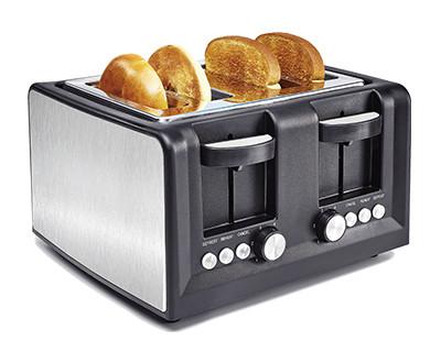 Quality power source electric Household Stainless Steel Four Slice Bread Toaster With Cancel Reheat Defrost Function for sale