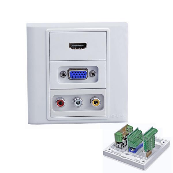 Quality VGA HDMI Audio RCA Faceplate Wall Plate Outlet Terminal Block Socket Panel for sale