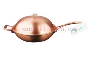 Cooking wok with material titanium and copper claded ,thickness 1.5mm and diamter 30cm