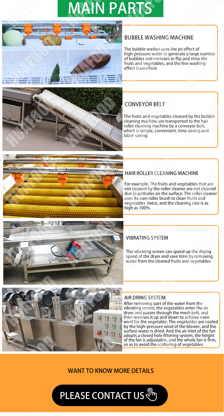 High Speed Potato Processing Machine Food Washer Dryer Machine