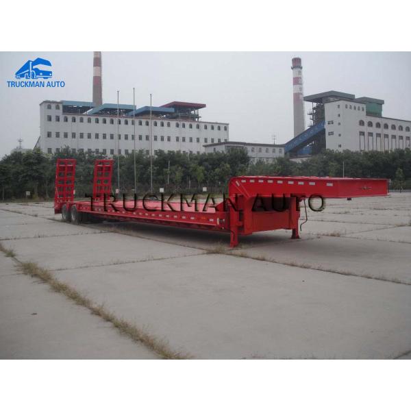 2 Axles Low Bed Semi Trailer 20-40 Tons Machine Loading Spring Steel Suspension