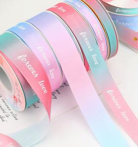China Gilding Laser Bronzing Ribbed Ribbon Printed Webbing Polyester Woven Tapes on sale