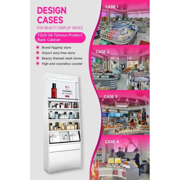 YZoS-U6 60mm Thick Soft Film Light Box Skincare Display Cabinet with Wooden Shelves