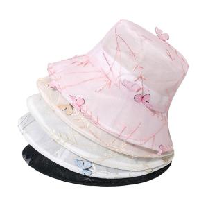 China Summer Butterfly Lace Fisherman Hat Mesh Breathable Bucket Hat for women on sale