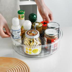 China 2 Dividers PET Plastic Lazy Susan Organizer Turntable Kitchen Organizer on sale