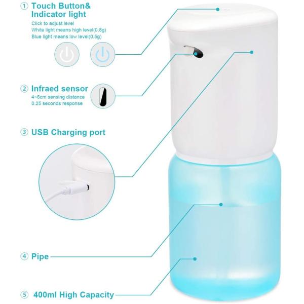 PP Touchless Alcohol Spray Dispenser 400ML Wall Mounted