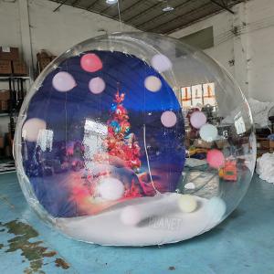 Custom Giant Inflatable Snow Globe Bubble Balloon House Photo Booth PVC With Christmas Backdrop