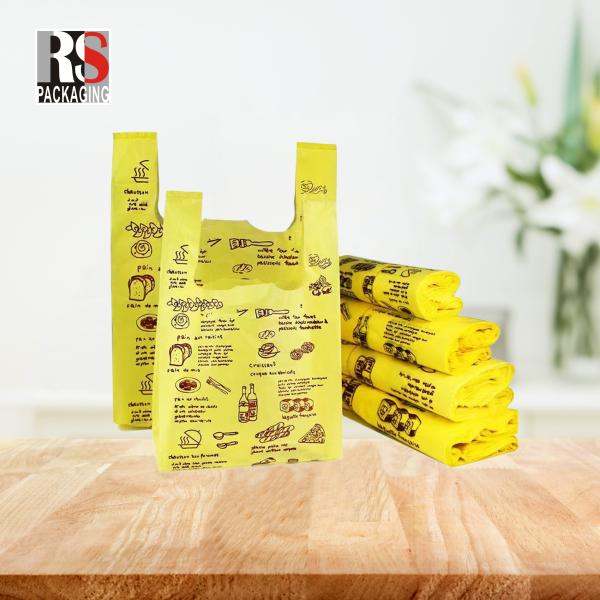 Recycled T Shirt Patch Handle Plastic Bags For Grocery Shopping Customized Color