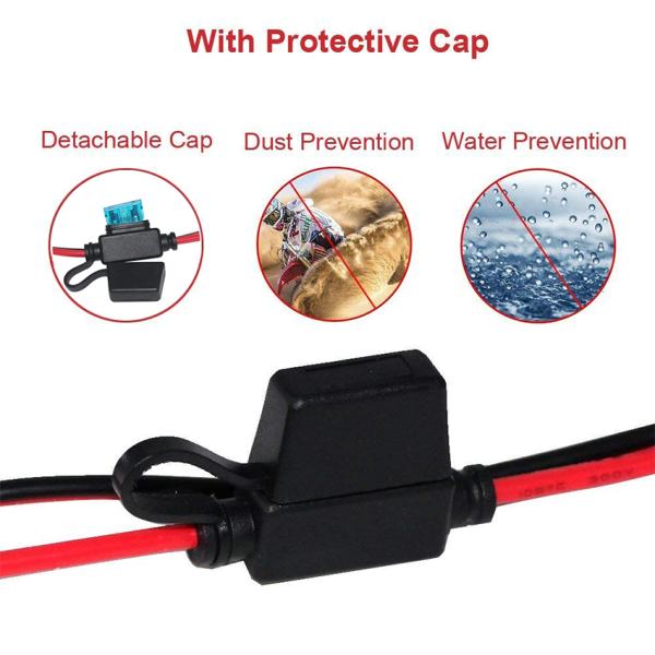 10A 2ft SAE to Eyelet Terminal Solar Power Cable 16AWG Copper