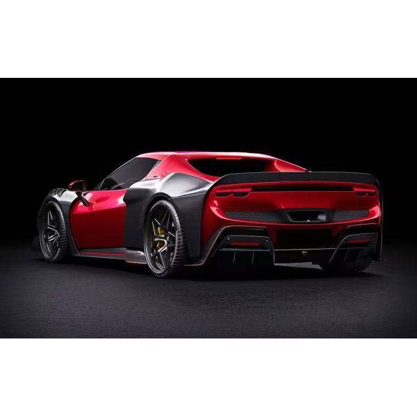 Red Ferrari 296 Automobile Body Kit ZE Style Diffuser Carbon Fiber Front Lip Spoiler