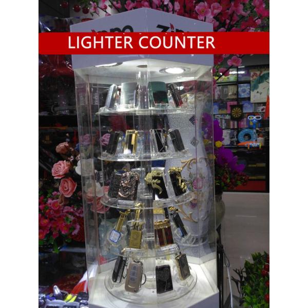 Multi Color Rotary Acrylic Retail Display Stands 4 Storey High Strength Titanium Alloy Material
